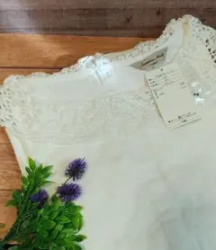 SM2　襟レースブラウス　オフ