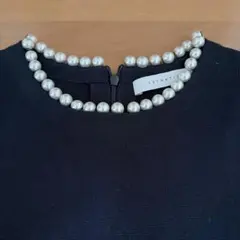 ESTNATION ネイビー パール装飾 トップス