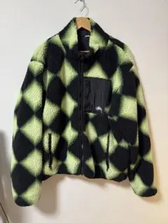 Stussy フリースジャケット XL 黒緑チェック