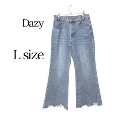 Dazy デニムパンツ ラインストーン装飾 L フレア ワイドのサムネイル
