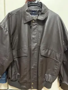 ダークブラウン レザージャケット ボックスシルエット