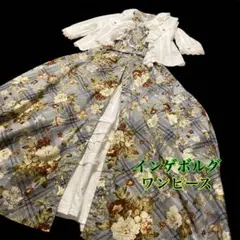 美品 インゲボルグ 花柄チェックノースリーブワンピース Lサイズ