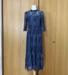 【超美品】オケージョンドレス　キャサリン・ロス ネイビーレース
