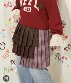 【Me＋Me/ミープラスミー】 アシンメトリーチェック柄プリーツ巻きスカートのサムネイル