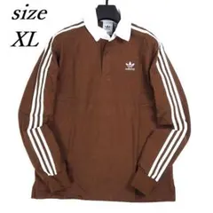 新品 アディダス オリジナルス 長袖 ラグビー ポロシャツ 3ストライプス XL