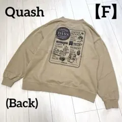 【Quash】 メンズ　トレーナー　F フリーサイズ　ベージュ　刺繍　綿　長袖