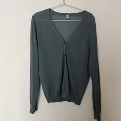 UNIQLO オリーブVネック 薄手長袖カーディガン L