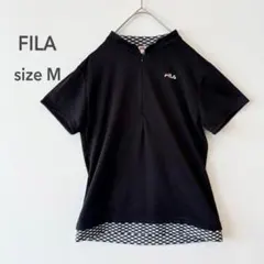 FILA フィラ ギンガムチェック ハーフジップシャツ 黒 M スポーツウェアのサムネイル