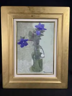 松田環【野の花桔梗】　肉筆油彩画 松田環【野の花桔梗】 肉筆油彩画 - メルカリ