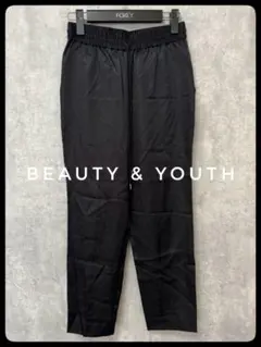 ✅️BEAUTY&YOUTH ドローストリングパンツ サテン 光沢 黒 Ｓ