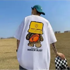 ニコちゃん イラスト Tシャツ オーバーサイズ メンズ ホワイト