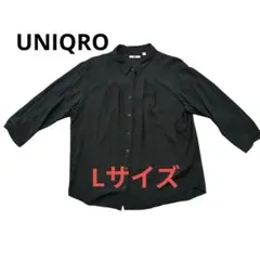 UNIQLO ユニクロ 五分袖シャツ L 黒 ブラック 美品 スタイリッシュ