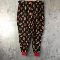 Y2099古着　パジャマパンツ　柄パンツ　黒　90s Y2K