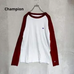 Champion ラグラン長袖Tシャツ L 白 アメカジ 綿100% 古着MIXのサムネイル