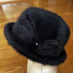 バケットハット　フェイクファー　リボン付き