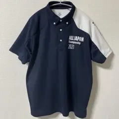 DESCENTE ALL JAPAN 2021 ポロシャツ 濃紺/白 M