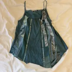 青緑色リボン付きキャミソール y2k