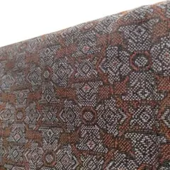 【美品】着物 単衣 紬 幾何学 ウール 洗える着物 身丈148 裄62 茶色