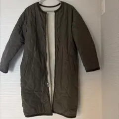 オリーブグリーン キルティングロングジャケット