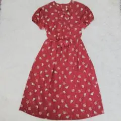 超美品Aライン ピンクハウスワンピース　ブーケ総柄　ピンタック　フリル　リボン 超美品Aライン ピンクハウスワンピース ブーケ総柄 ピンタック