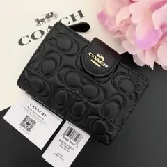 希少！新品 COACH コーチ 折り財布 二つ折り財布 エンボス