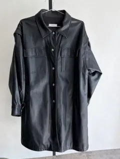 PAGEBOY エコレザーカスタムロングブルゾン ブラック　春秋冬