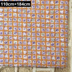 ちりめん風エンボス加工生地 格子柄 オレンジ 110cm×184cm