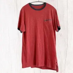 リーバイス 無地 リンガーTシャツ クルーネック半袖 L 赤紺 綿混 トップス