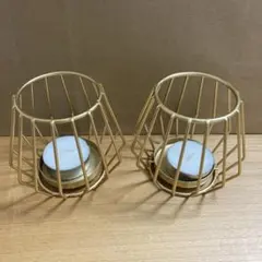 ゴールド メタル キャンドルホルダー 2個セット