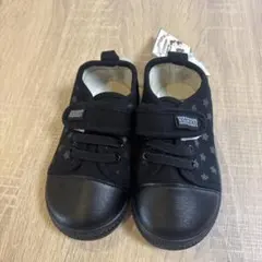 14cm ブラック 星柄 ベビーシューズ