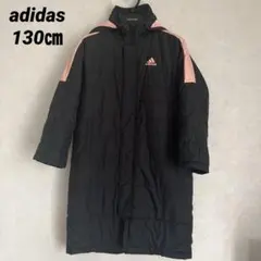 adidas ベンチコート 黒/ピンク フード付き