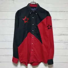 Wranglerボタンダウン長袖ウエスタンシャツ　スターデザイン　コットンツイル