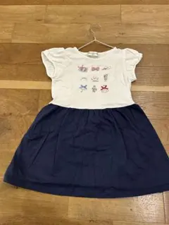 noo noo noo 半袖ワンピース ホワイト/ネイビー