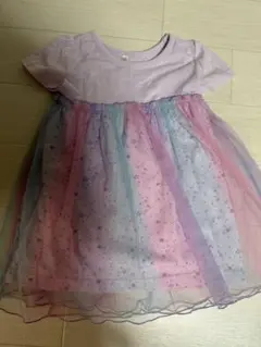 半袖ワンピース 100cm 星柄チュール チュニック