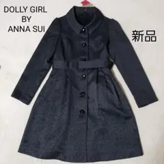 ANNA SUI ロングコート 新品　花柄　ジャガード織り　女優襟　アナスイ　黒のサムネイル