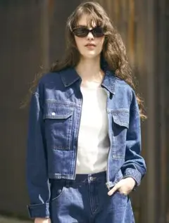 【Lサイズ】coca デニムジップジャケット　ブルー