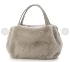 VESGIOIAフェイクファーラウンドミニトートバッグ ファー ライトグレー