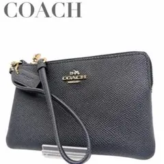 COACH コーチ リストレット ポーチ 8.159 レザー ブラック 小物入れ