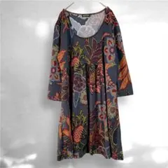 REBORN 【2XL】ボタニカル柄 チュニック ワンピース 大きいサイズ 総柄