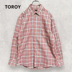 TOROY チェック柄ボタンダウンシャツ M ピンク 清潔感 トラッド 春コーデのサムネイル