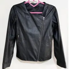 Roomy's ラム革 ライダース ノーカラー ジャケット レザー 本革