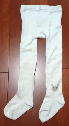 1回のみ着用 ⭐クーラクール お花柄タイツ 白 うさぎ 足裏滑り止め