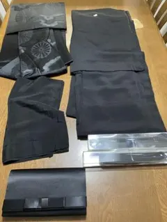 喪服　冬用着物　五三桐　小物　6点セット 黒