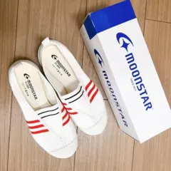 MOONSTAR 上靴　21.5E ホワイト/レッド　ムーンスター