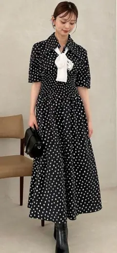 オブリ obliドット柄半袖シャツワンピース Mサイズ obliオブリ♡ドット柄半袖シャツロングワンピース サイズS - メルカリ