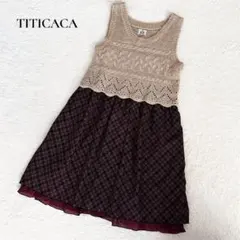 チチカカ　チュニックワンピース　異素材　アルパカ混　切り替えデザイン　S