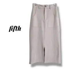 【フィフス】スエードタッチ　タイトスカート　ミディ丈　スリット　ベージュ　M