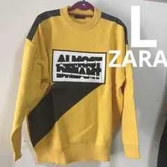 【ZARA 】美品イエロー グラフィックセーター LニットメンズLサイズ