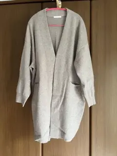 グレー オープンフロント カーディガン 3L