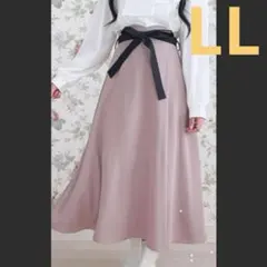 リボンベルト付きフレアスカート　ピンク　ブラック　メルミー　しまむら　コラボ